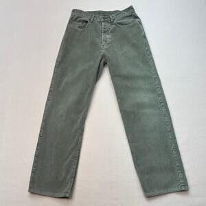 Gap Denim Corduroy Pant Mens 32x30 Green High Rise Button Up #151206-03-1 Cotton